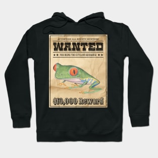 Funny Cute Red-Eyed Tree Frog Wanted Poster Hoodie